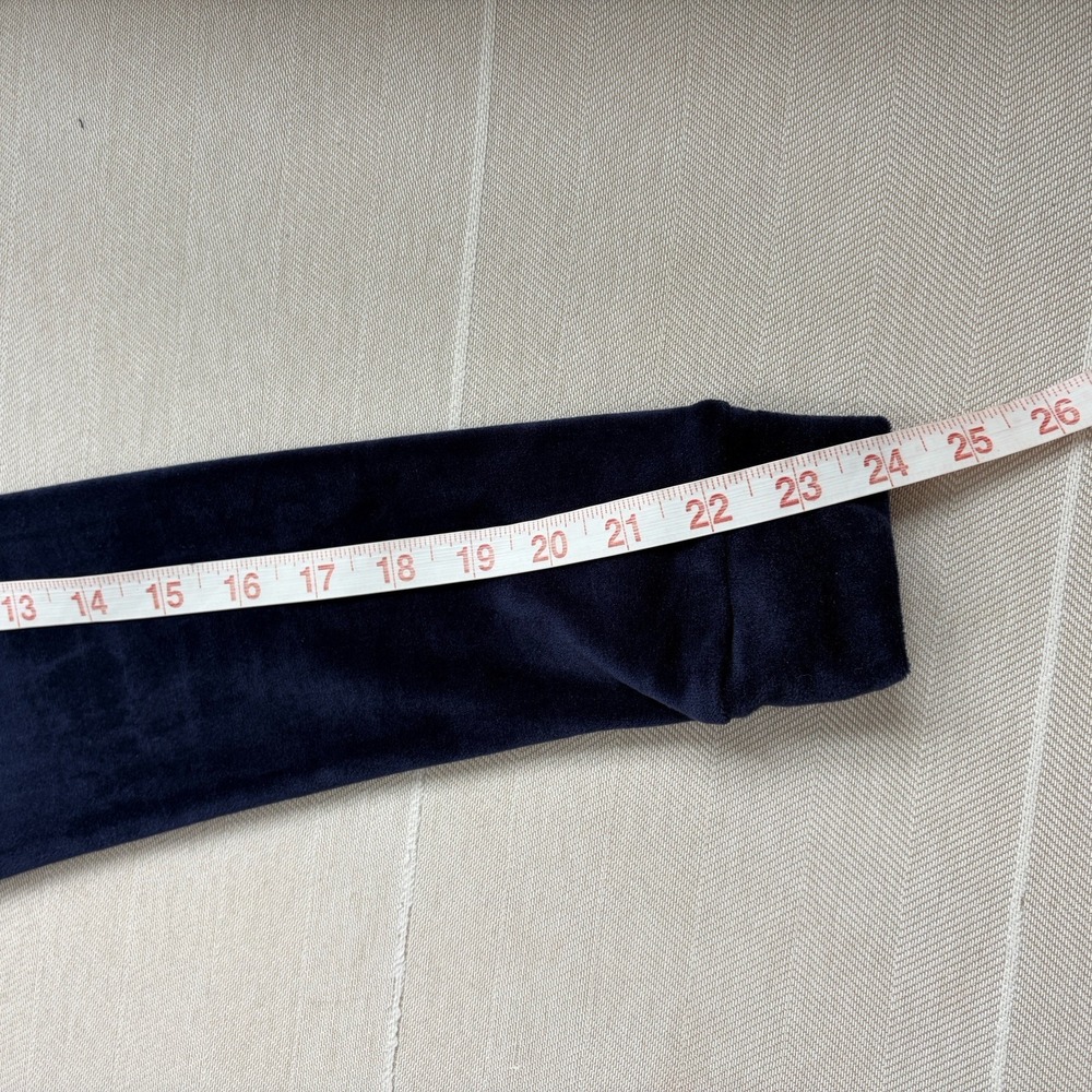 Women's Navy Blue Velvet Velour Hoodie Sz S Full Zip Sweatshirt Track Jacket - Picture 15 of 16